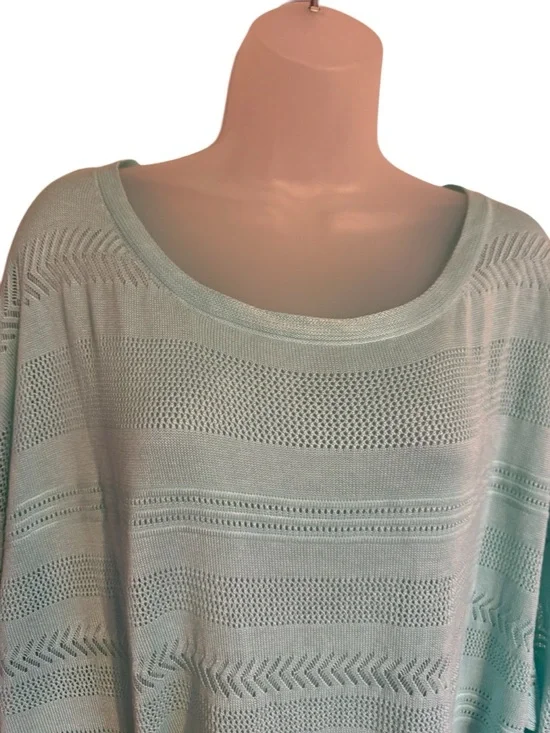 NWT GORGEOUS Seafoam Green Open-Knit Drop-Shoulder Top PLUS: 26/28 #C - Picture 2 of 9